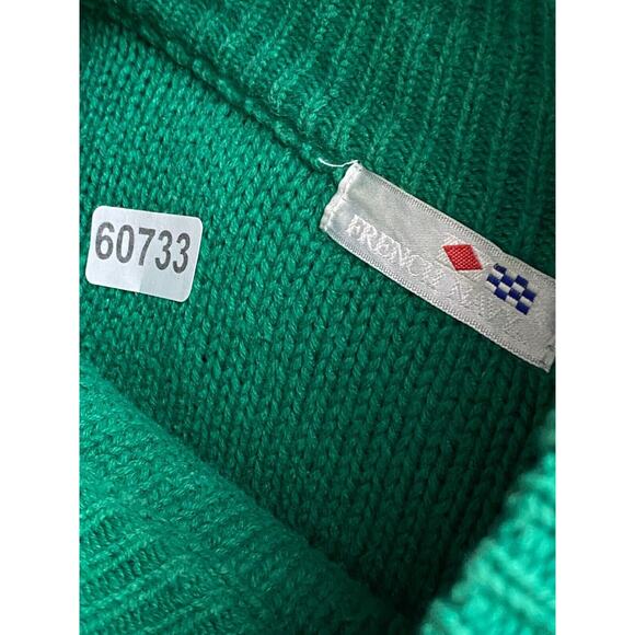 FRENCH NAVY Sweater Mens L Ramie Cotton Cable Jumper Pullover Green HK VTG - Picture 15 of 15